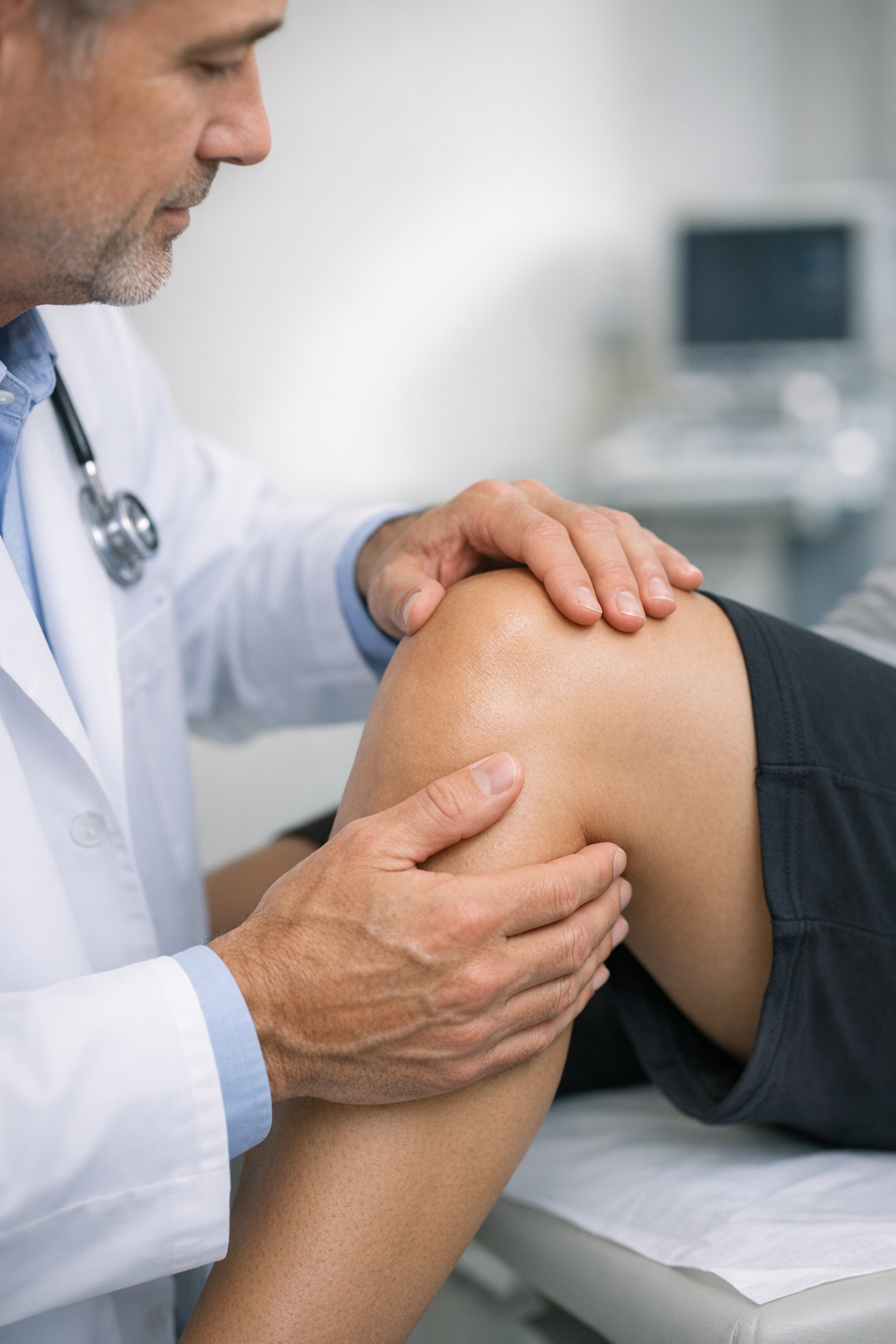 Doctor examining a patient's knee